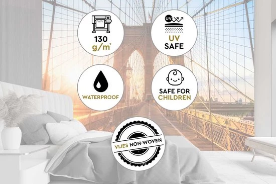 Lapi Toys Trend24 - Behang - Brooklyn Bridge - Behangpapier - Fotobehang - Behang Woonkamer - 150x105x2 Cm - Incl. Behanglijm - Afbeelding 4