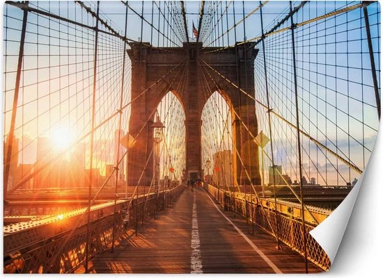 Lapi Toys Trend24 - Behang - Brooklyn Bridge - Vliesbehang - Fotobehang - Behang Woonkamer - 100x70x2 Cm - Incl. Behanglijm
