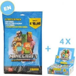 Panini België Panini - MINECRAFT Trading Cards - EN - PACK XXL SUPER DEAL - 1 STARTER PACK EN + 4 Doosjes Van 18 Zakjes