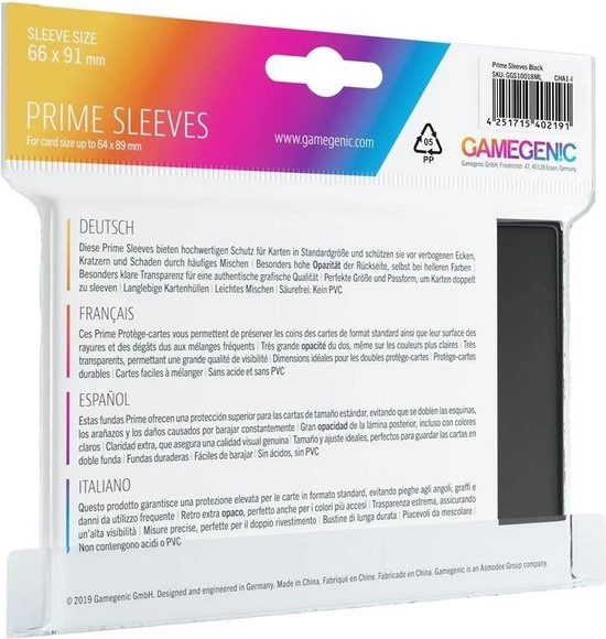 Gamegenic Prime Sleeves Black (100) - Afbeelding 2
